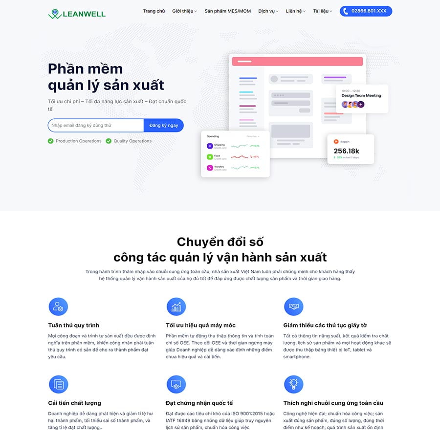 Theme WordPress giới thiệu phần mềm quản lý sản xuất